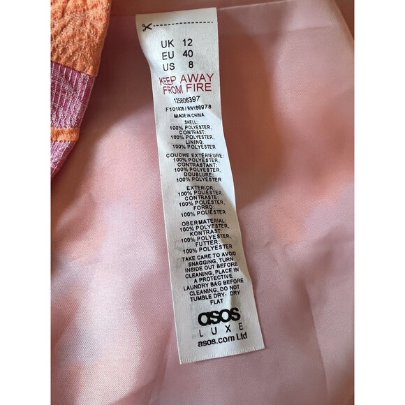 NWT ASOS LUXE Floral Jacquard Plunge Blazer Dress Chiffon Sash Cuffs Sz 8 - Picture 12 of 16